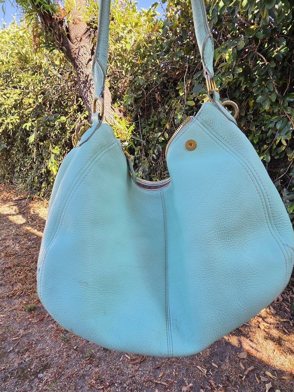 J. Crew Turquoise Leather Hobo Shoulder Bag With Flaws